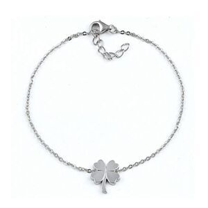 Solid Sterling Silver Four-Leaf Clover Casual Adjustable Bracelet New
